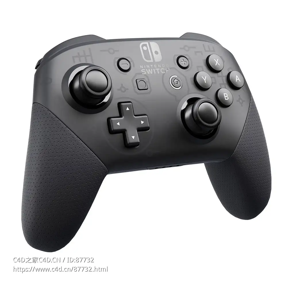 Switch Pro手柄任天堂游戏手柄3D模型素材下载Nintendo Switch Pro Controller by Nint