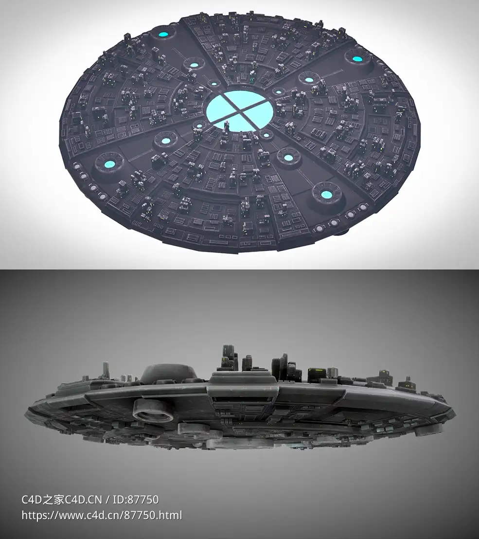 高精度科幻风格外星飞碟母舰UFO三维模型下载，支持多种格式兼容主流渲染引擎ufo-mothership-one