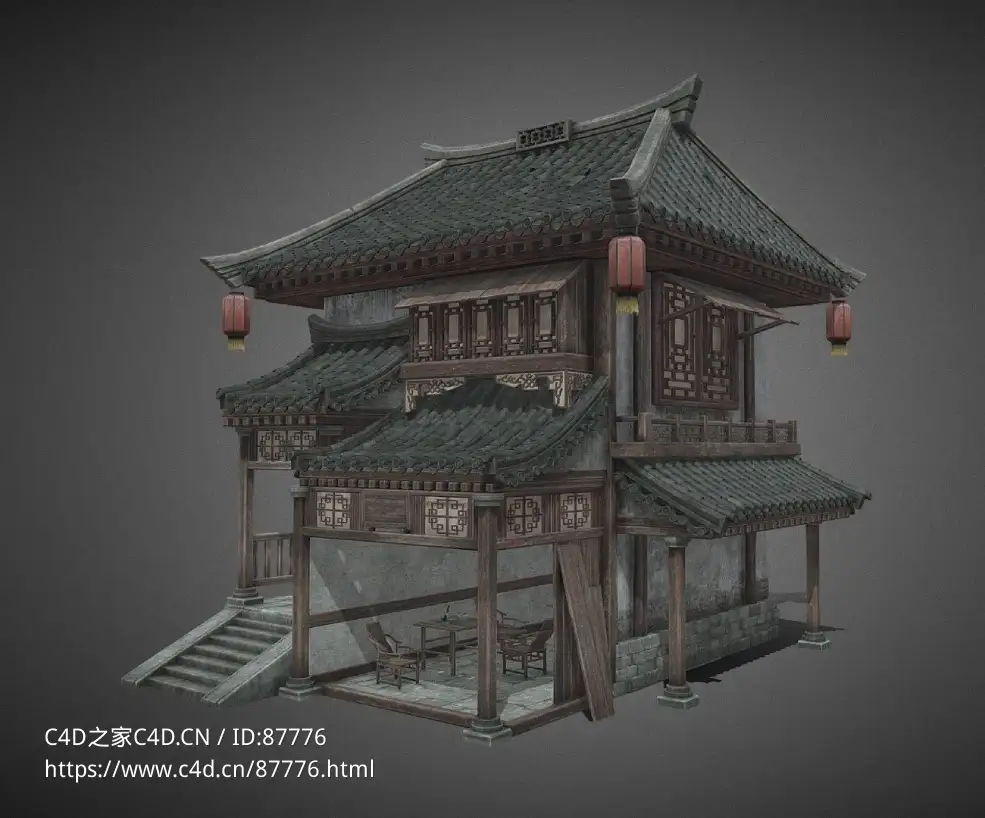 中式古代建筑高精度3D模型资源带完整贴图材质，适用于古风游戏影视虚拟场景环境搭建ancient-architectures