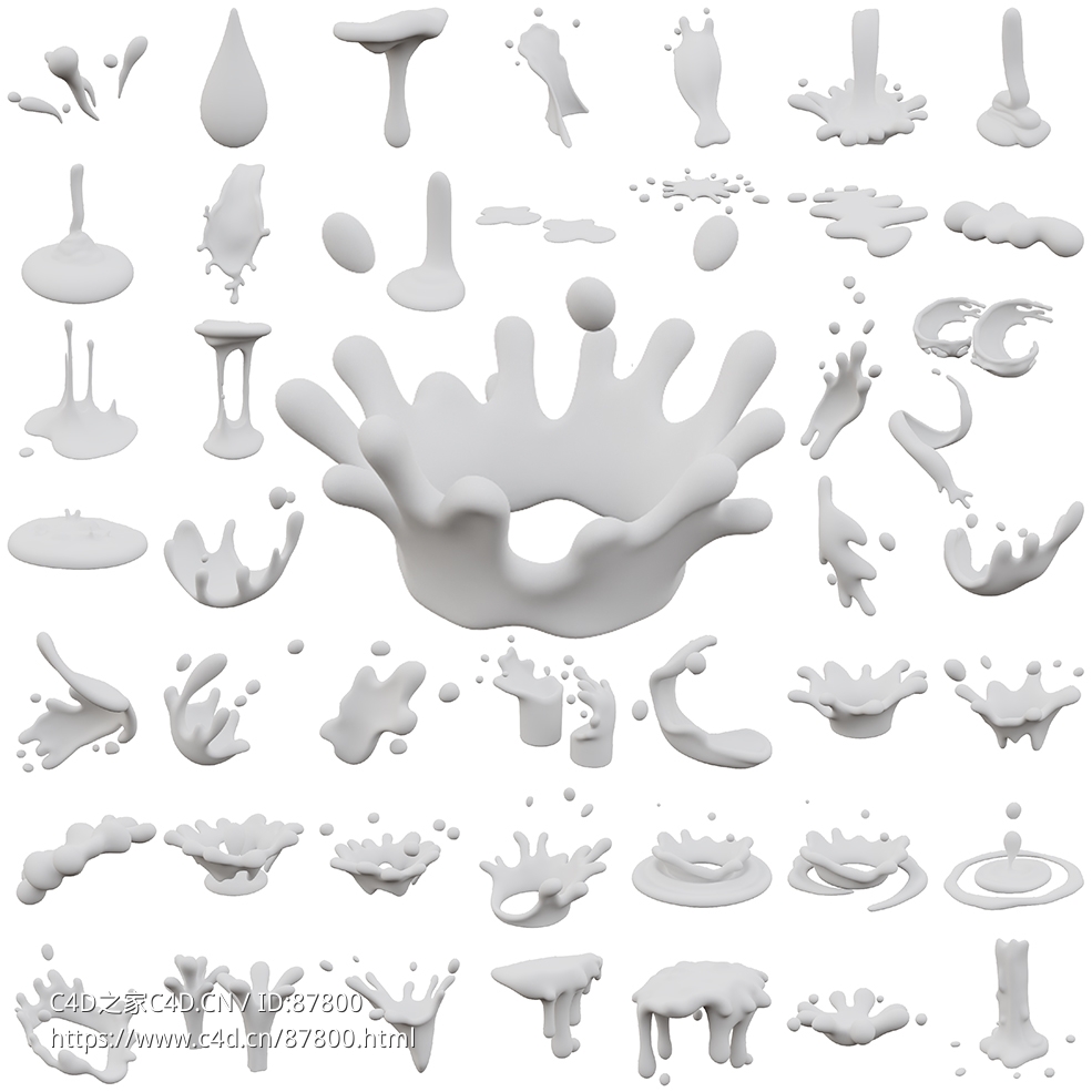 高精度灰猩星GSG快乐工具包45款飞溅流体三维模型资源免费下载推荐The Happy Toolbox – Splash