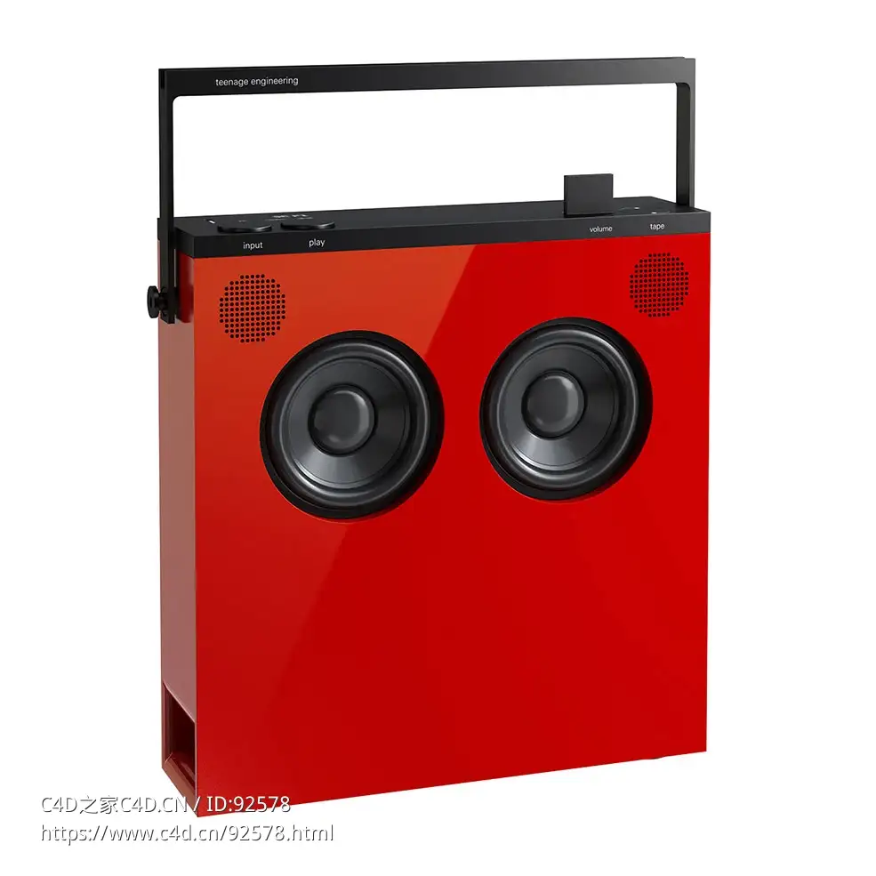 Teenage Engineering红色蓝牙音箱3D模型素材下载OB-4 Bluetooth Loudspeaker Red by T
