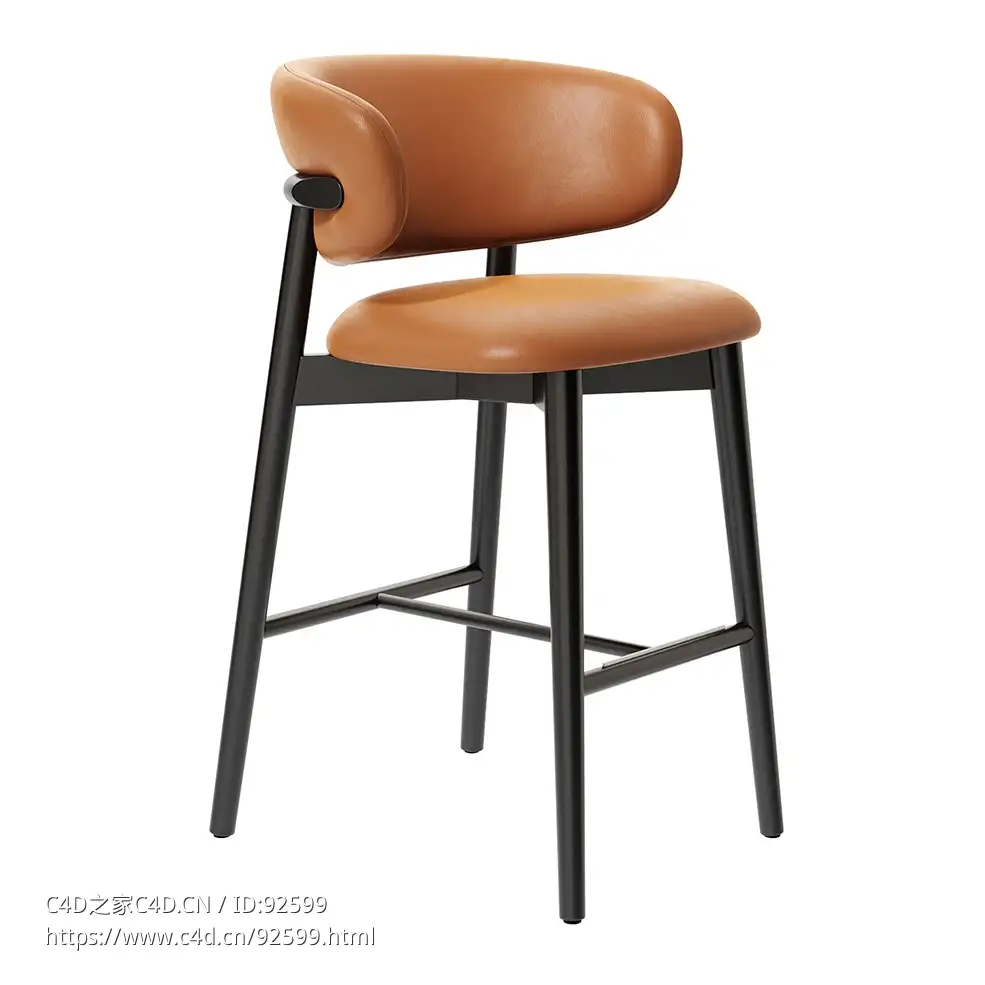 Calligaris木兰德罗真皮吧凳3D模型素材下载Oleandro Leather Stool by Calligaris