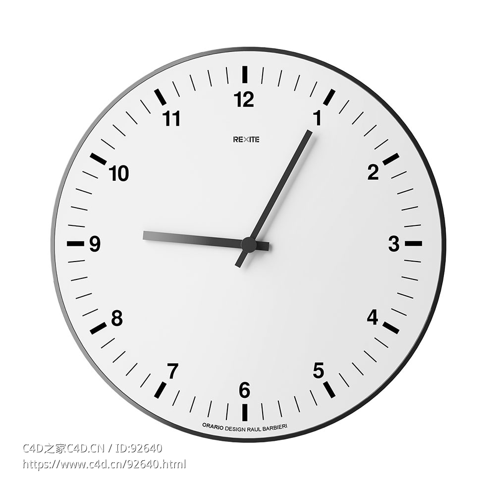 雷克斯特挂墙式时钟3D模型素材下载Orario Wall-mounted Clock by Rexite