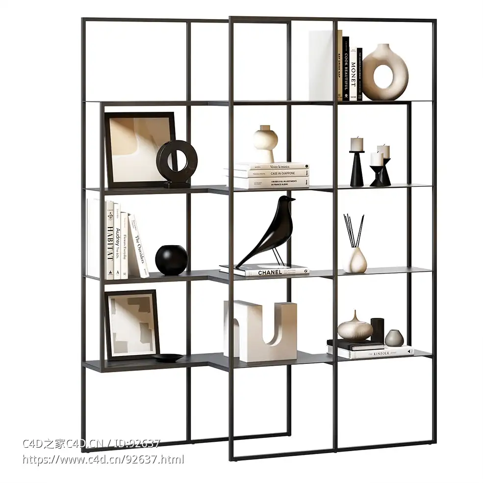 博纳尔多光学金属书架3D模型素材下载Optic Metal Bookcase by Bonaldo