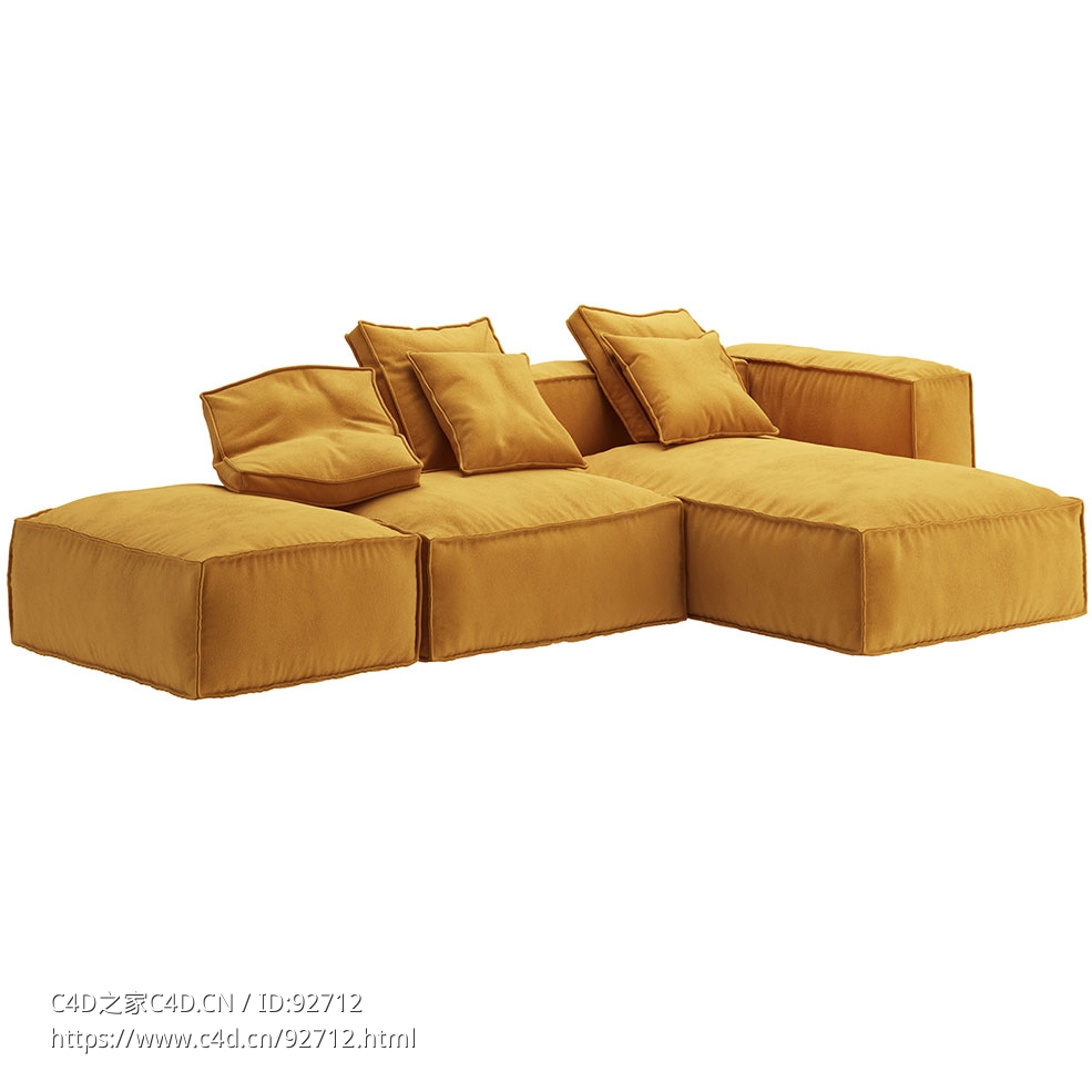 博纳尔多花生B双座一休沙发 3053D模型素材下载Peanut B Sofa 2 Seats 1 Lounge 305 by