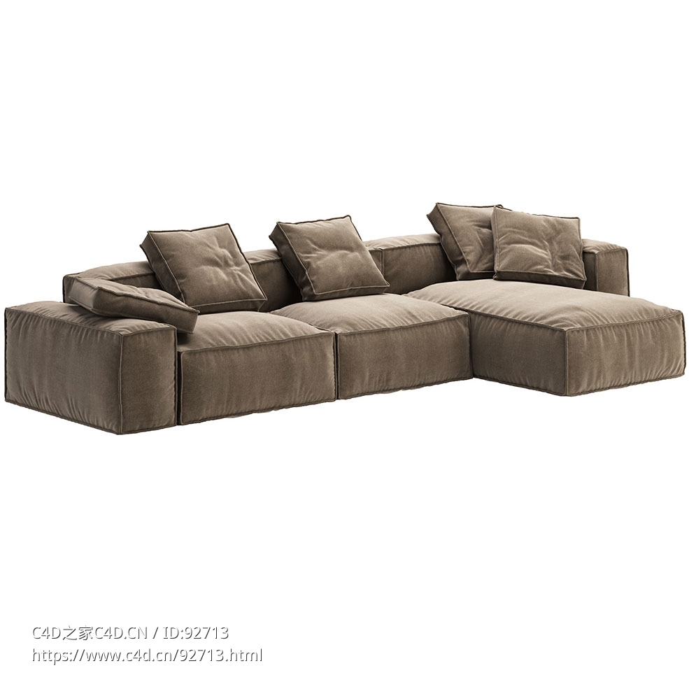 博纳尔多花生B双座一休沙发3D模型素材下载Peanut B Sofa 2 Seats 1 Lounge by Bonaldo