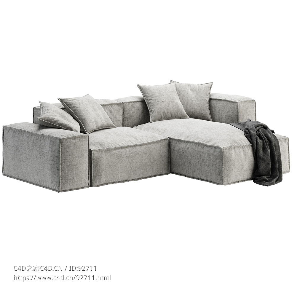 博纳尔多花生B单座一休沙发 2603D模型素材下载Peanut B Sofa 1 Seat 1 Lounge 260 by