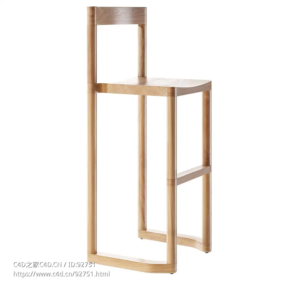 瑞登特品牌皮尔75厘米吧椅3D模型素材下载Pier Bar Stool 75 by Resident