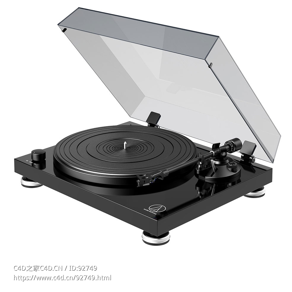铁三角品牌AT-LPW50PB黑胶唱机3D模型素材下载Pick-Up Turntable AT-LPW50PB by Audio-