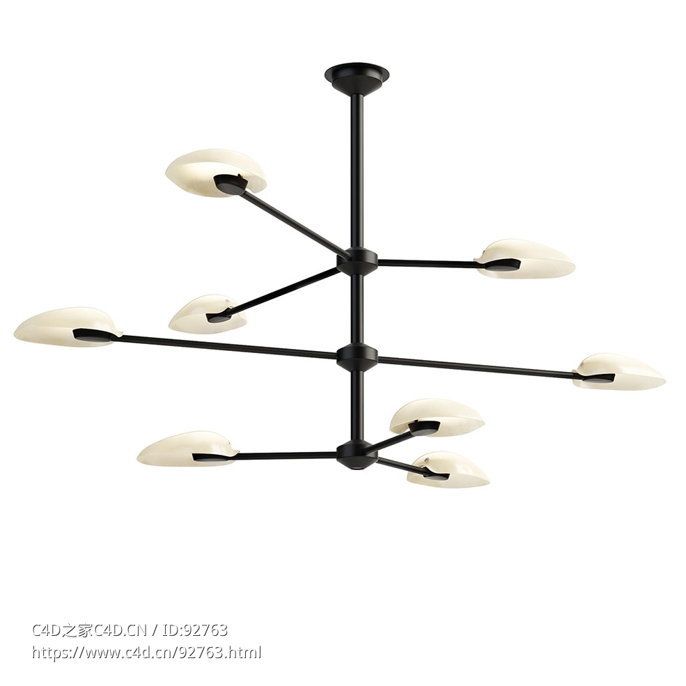 丰富灿烂品牌飞行员8吊灯3D模型素材下载Pilot 8 Chandelier by Rich Brilliant Willin