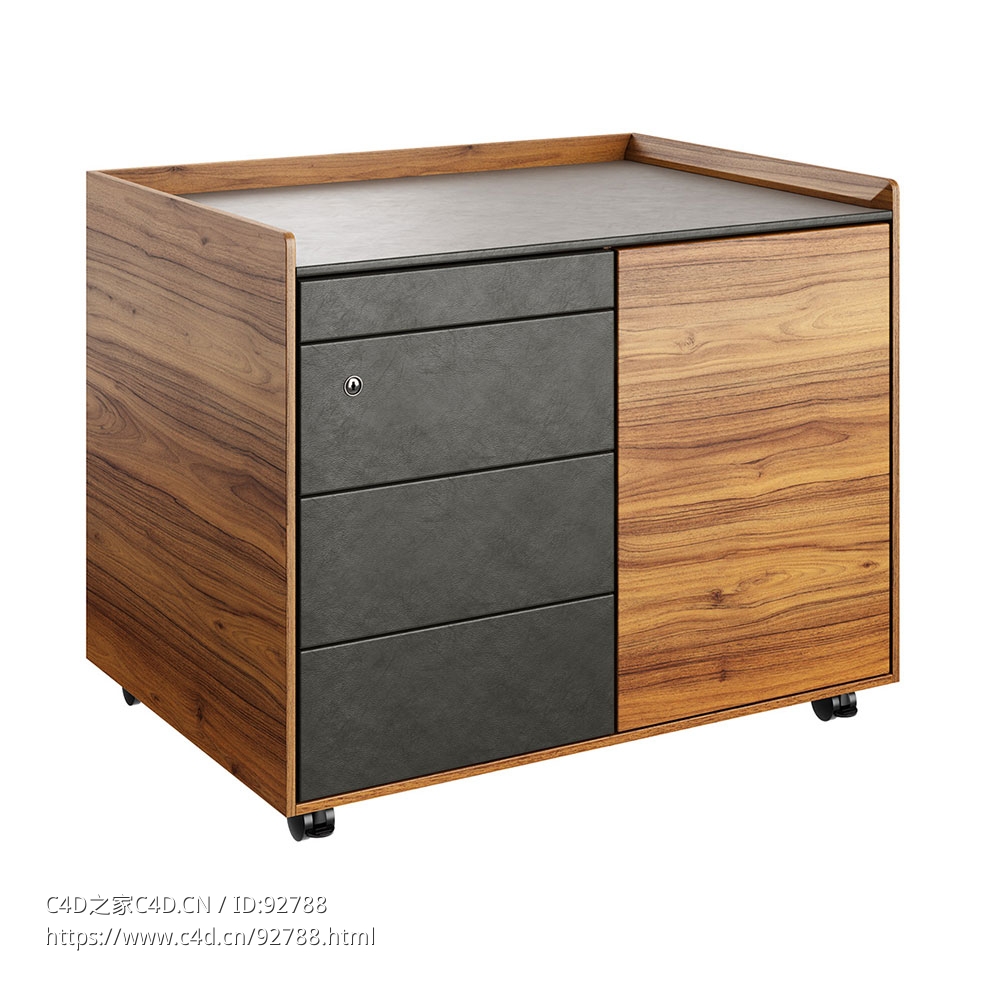 团队7品牌比萨办公储物柜3D模型素材下载Pisa Desk Pedestal Storage Unit by Team 7