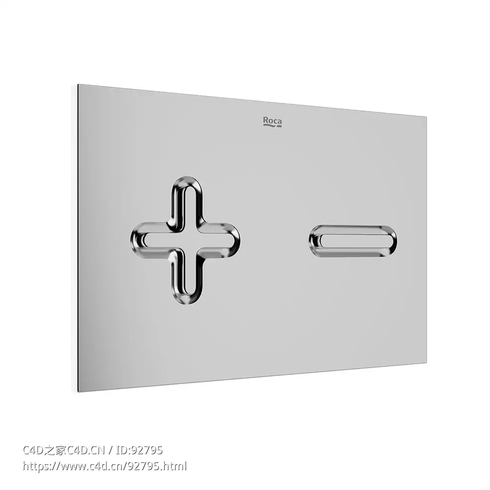 洛卡品牌PL6双冲水按键面板3D模型素材下载PL6 Dual Flush Plate by Roca