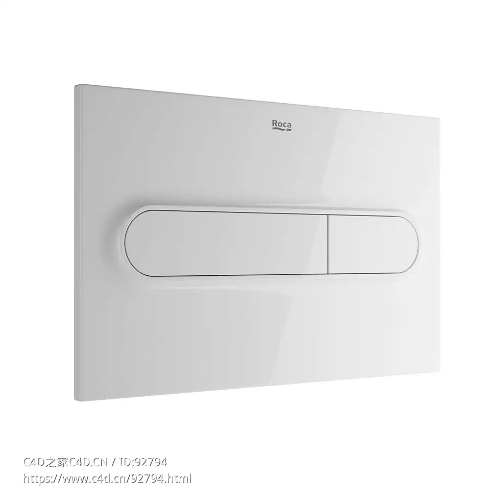 洛卡品牌PL1双冲水按键面板3D模型素材下载PL1 Dual Flush Plate by Roca