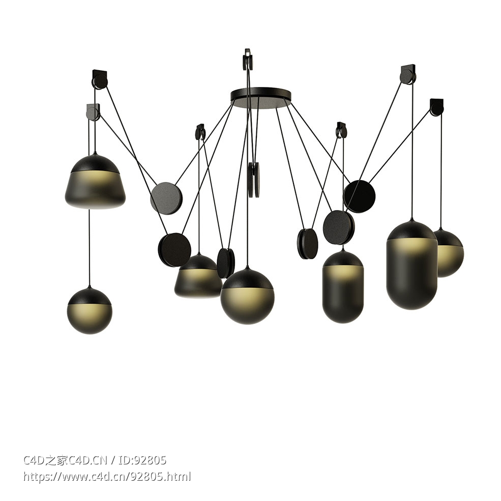 布罗基斯品牌行星吊灯PC12403D模型素材下载Planets Pendant Lamp PC1240 by Brokis