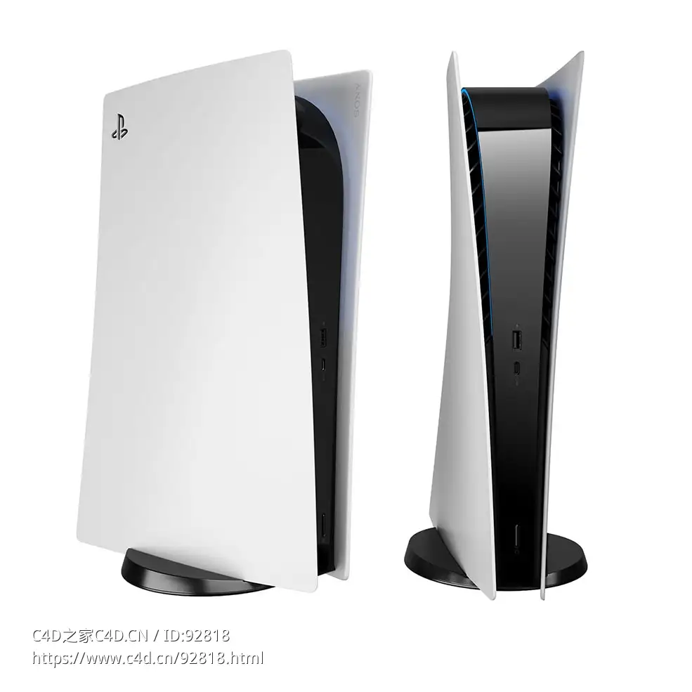 索尼品牌PlayStation 5数字版游戏主机3D模型素材下载PlayStation 5 Console Digital E