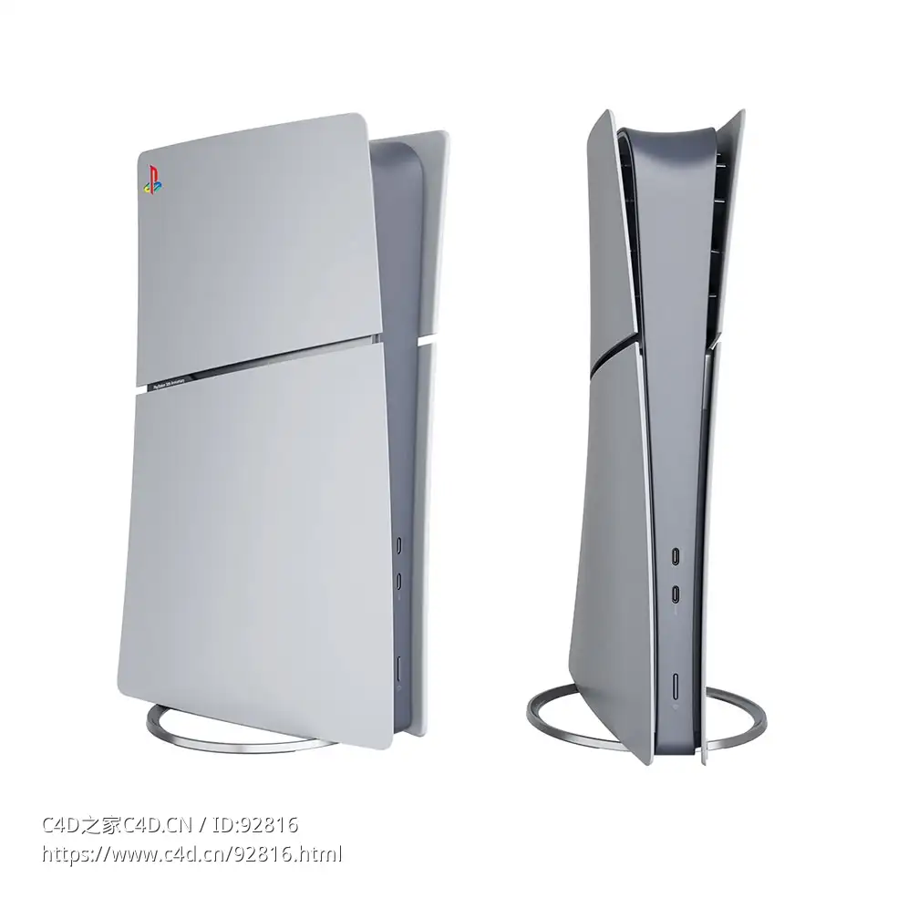 索尼品牌PlayStation 5游戏主机30周年纪念版3D模型素材下载PlayStation 5 Console 30t