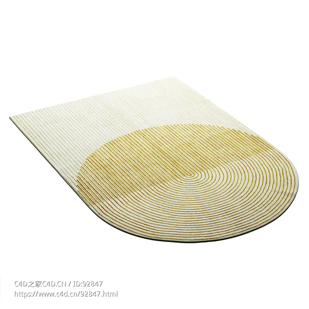 黄色毛绒地毯 (Gan品牌装饰地毯)3D模型素材下载Ply Yellow Wool Rug by Gan