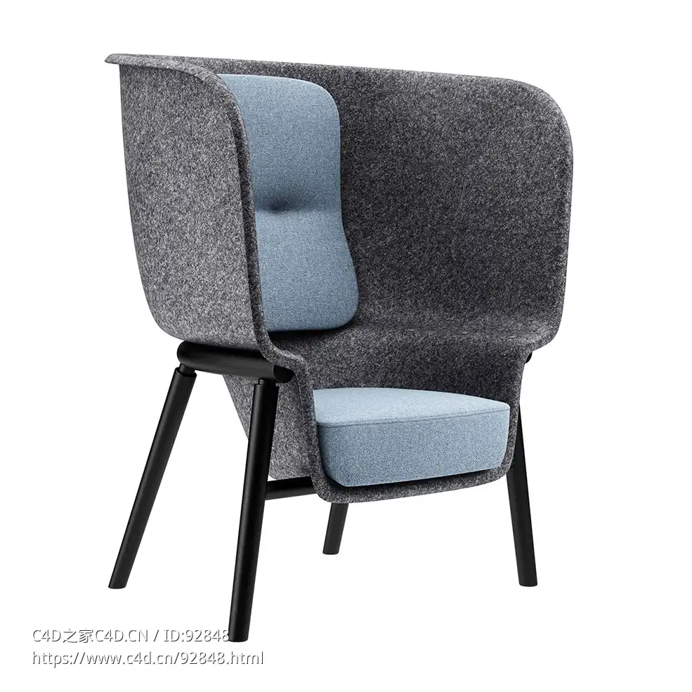 豆荚形毛毡隐私椅 (De Vorm品牌办公椅)3D模型素材下载Pod PET Felt Privacy Chair by