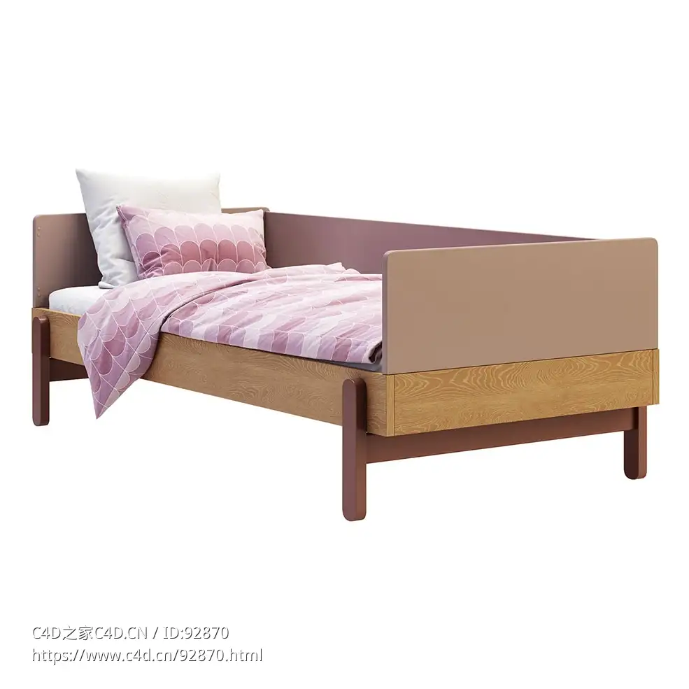 冰棒90x200厘米单人床 (Flexa儿童家具)3D模型素材下载Popsicle Single Bed 90x200cm b