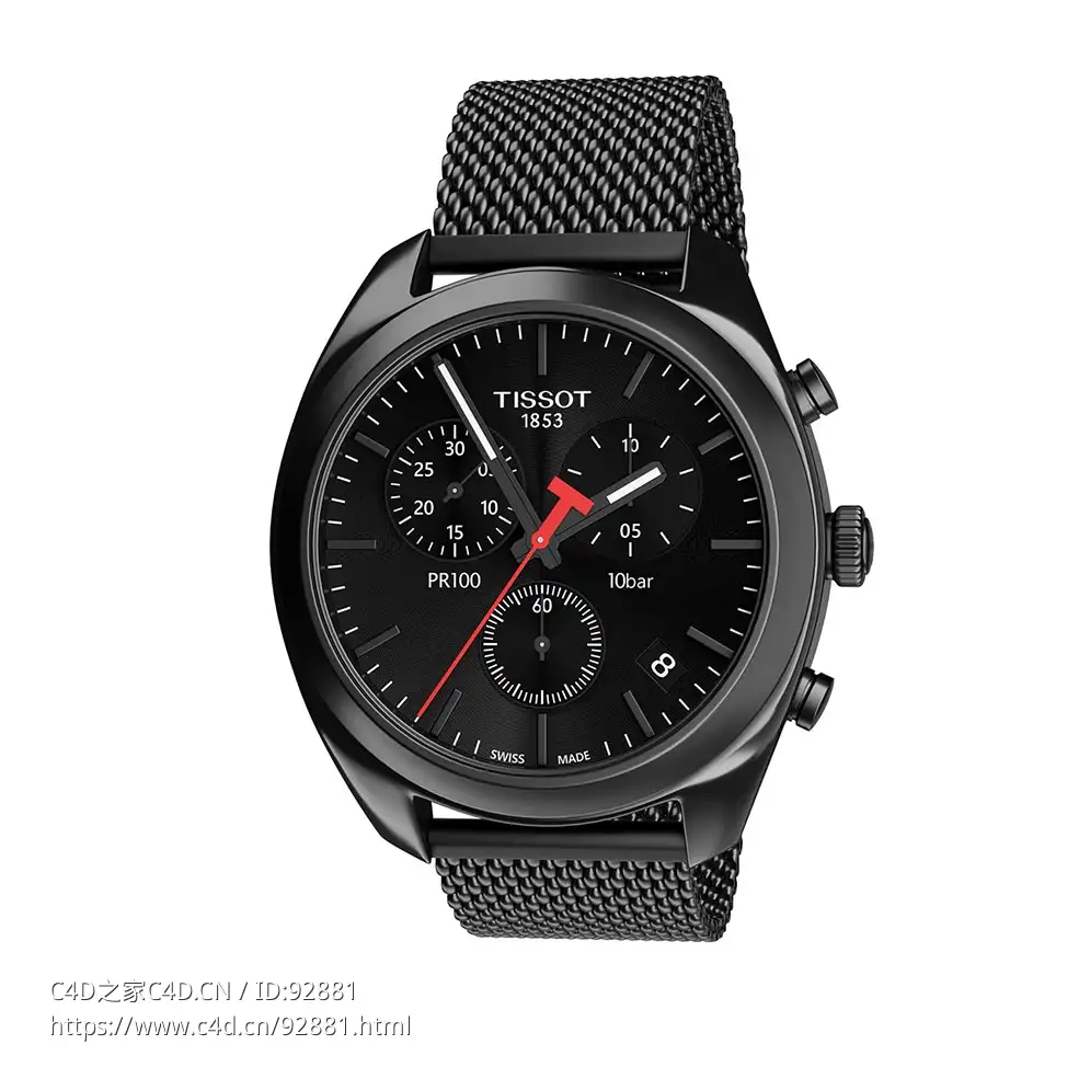 PR 100计时码表 (天梭腕表)3D模型素材下载PR 100 Chronograph Watch by Tissot