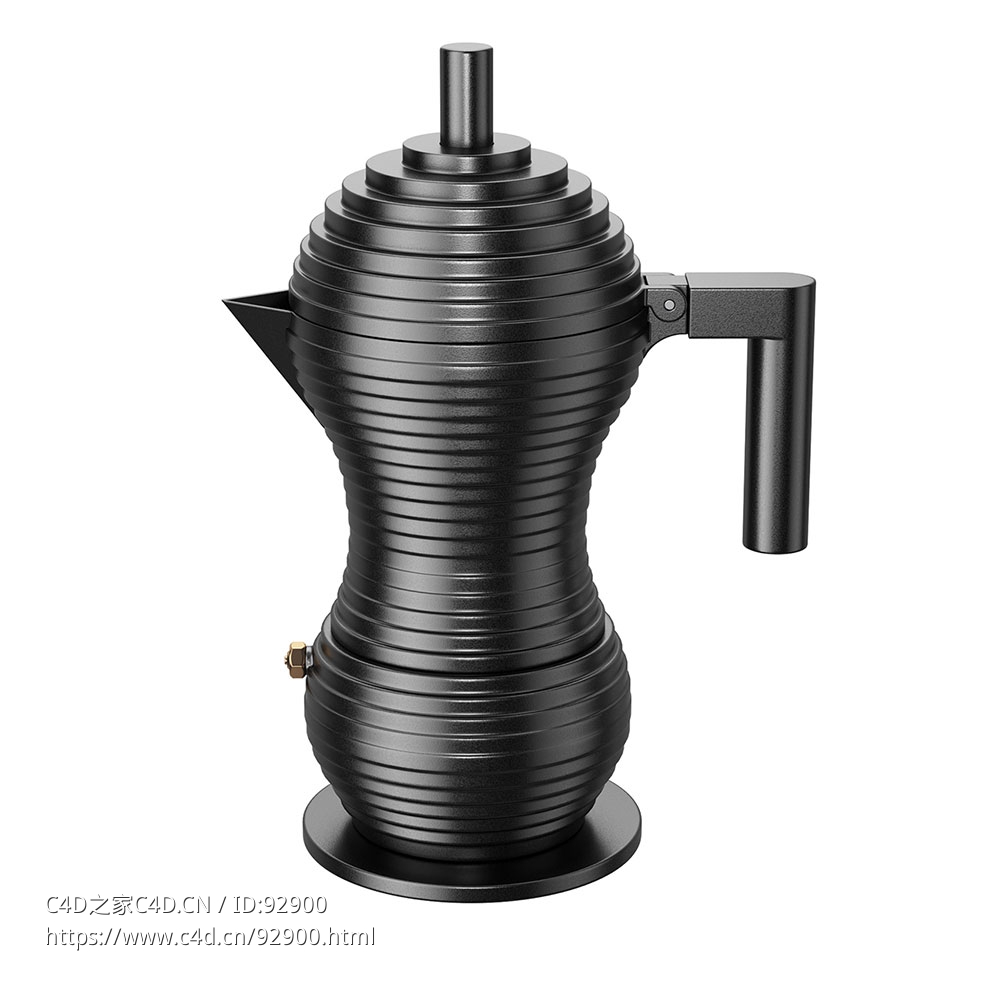 黑色意式浓缩咖啡机 (Alessi咖啡机)3D模型素材下载Pulcina Espresso Coffee Maker Bla