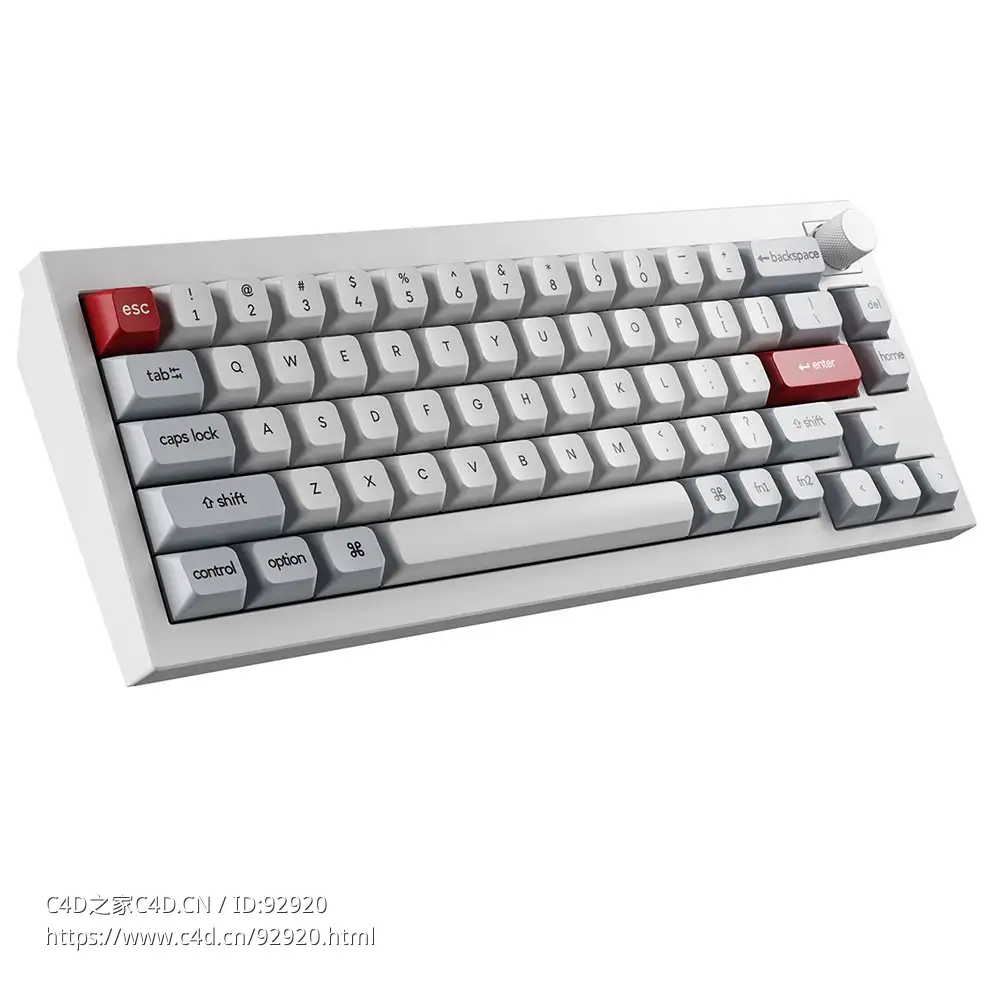 Q2 Pro贝壳白无线键盘 (Keychron机械键盘)3D模型素材下载Q2 Pro Wireless Shell Keybo