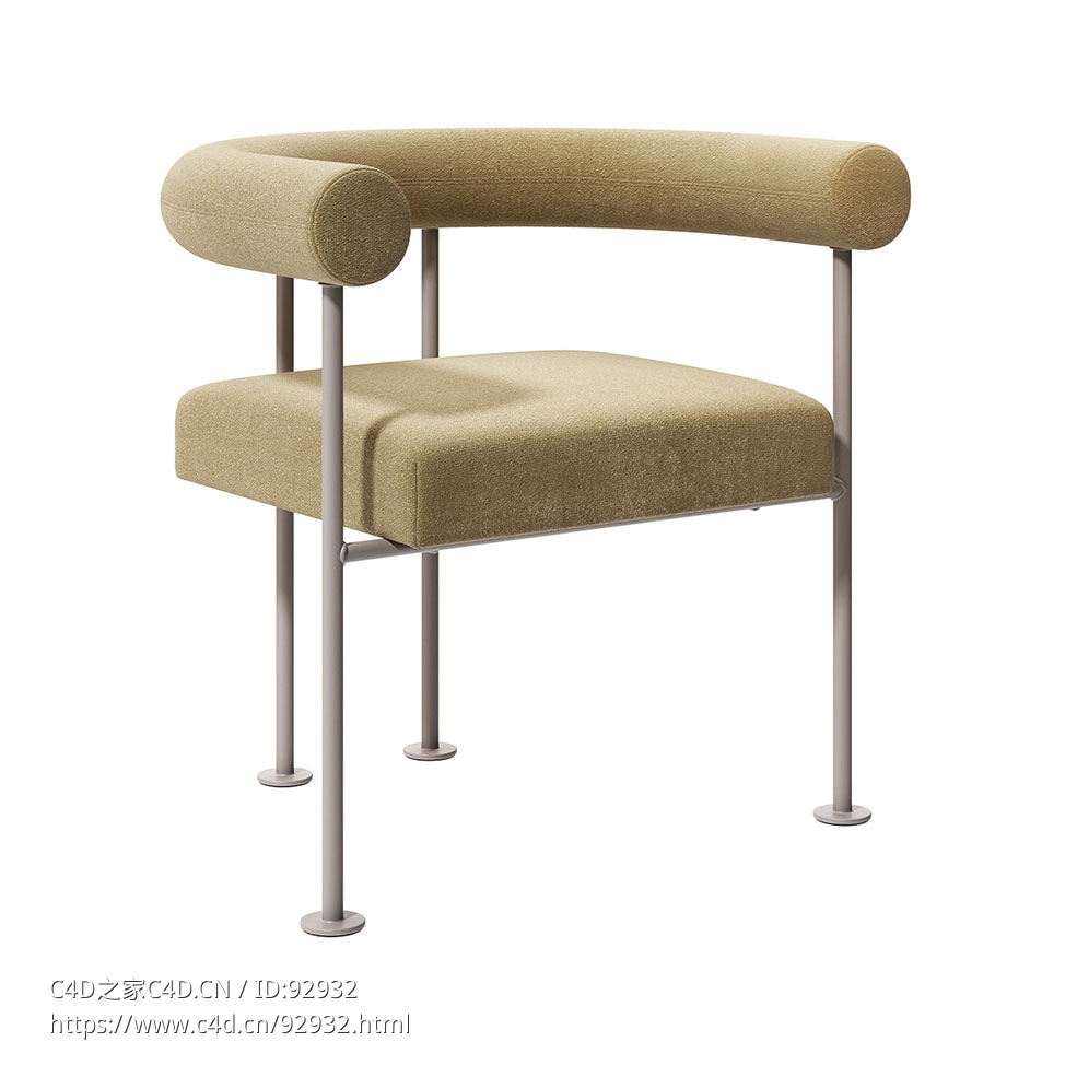 Midj款单人扶手椅3D模型素材下载Qua-ndo P M TS Armchair by Midj