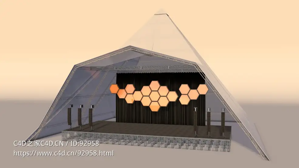 沙漠音乐节帐篷音乐舞台3D模型Live Music Stage 3D Model