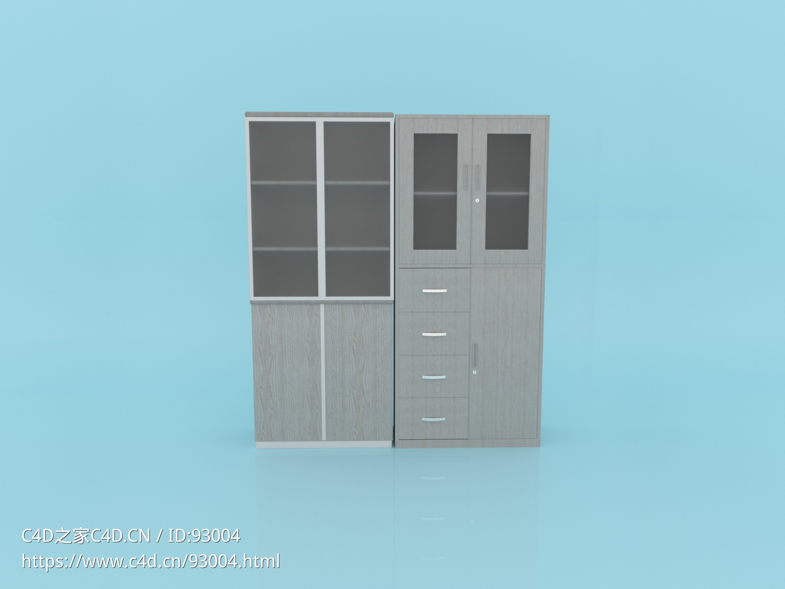 【OC渲染】组合柜子置物柜书柜三维模型含材质贴图 - C4D之家 - 柜子.jpg