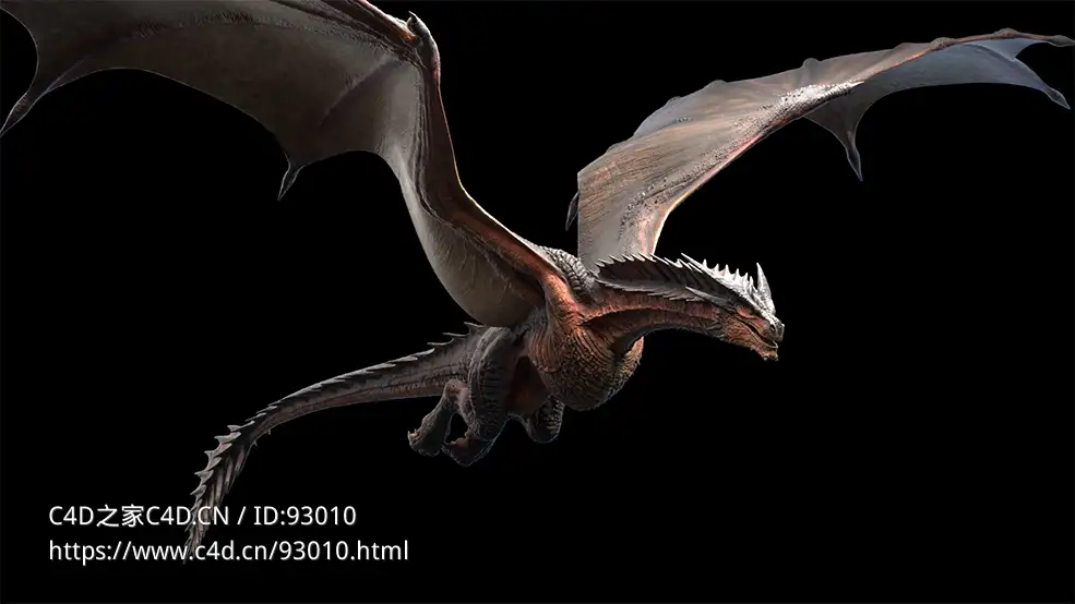 高精度科幻魔龙3D模型资源下载含Maya绑定动画骨骼系统与多格式文件，适用于影视游戏与视觉特效制作The Tyrant Dragon - Maya Rig