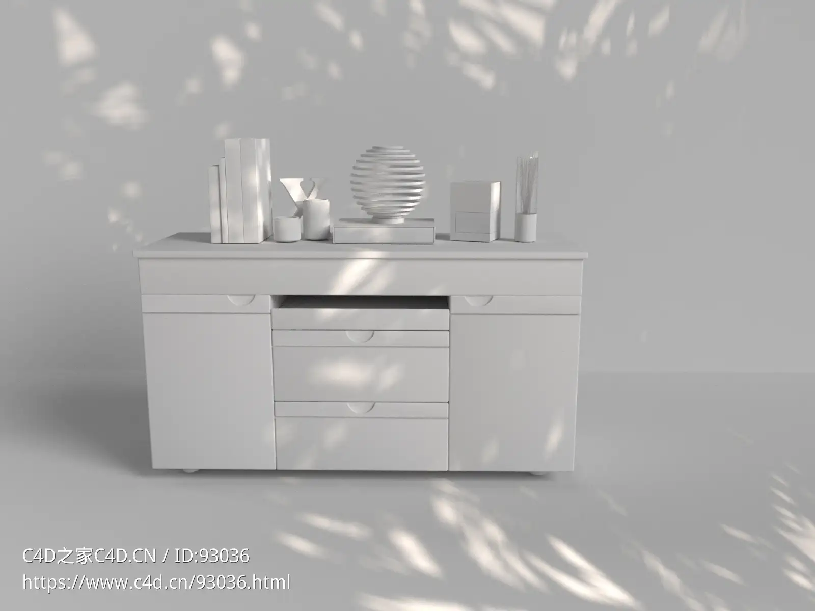 【OC】场景渲染 红木柜子+桌面摆件 - C4D之家 - 柜子 摆件.jpg