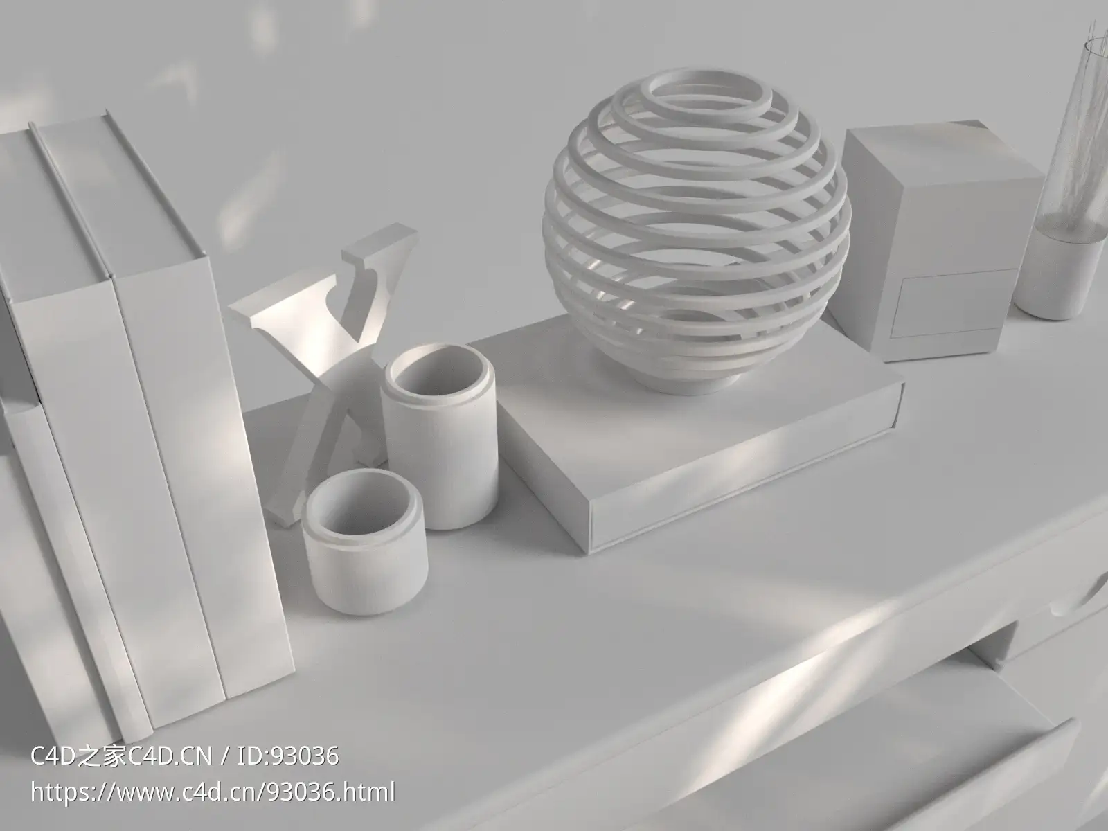 【OC】场景渲染 红木柜子+桌面摆件 - C4D之家 - 柜子 摆件4.jpg