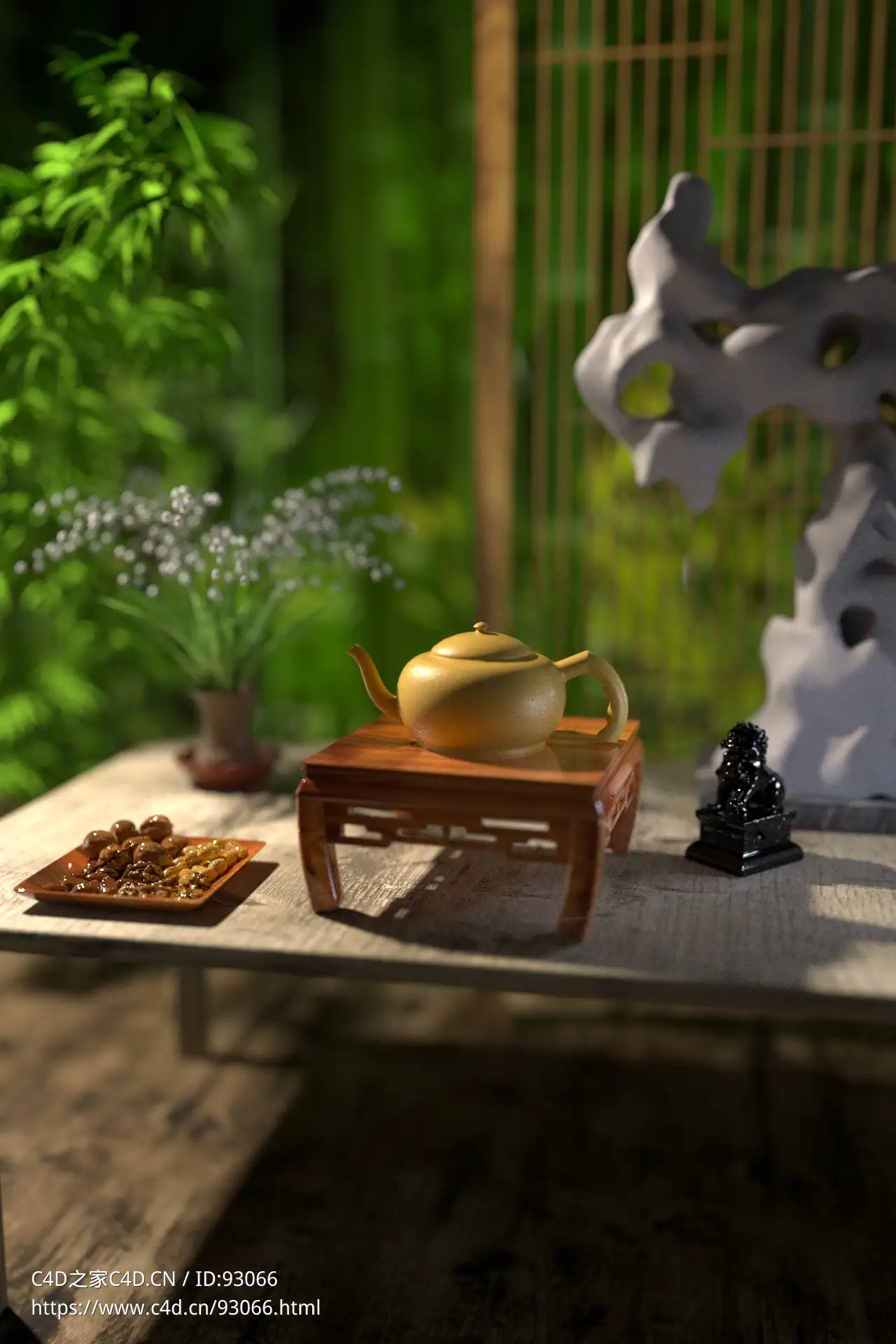 【场景渲染】紫砂壶 中式场景渲染 - C4D之家 - 紫砂壶_中式场景.jpg