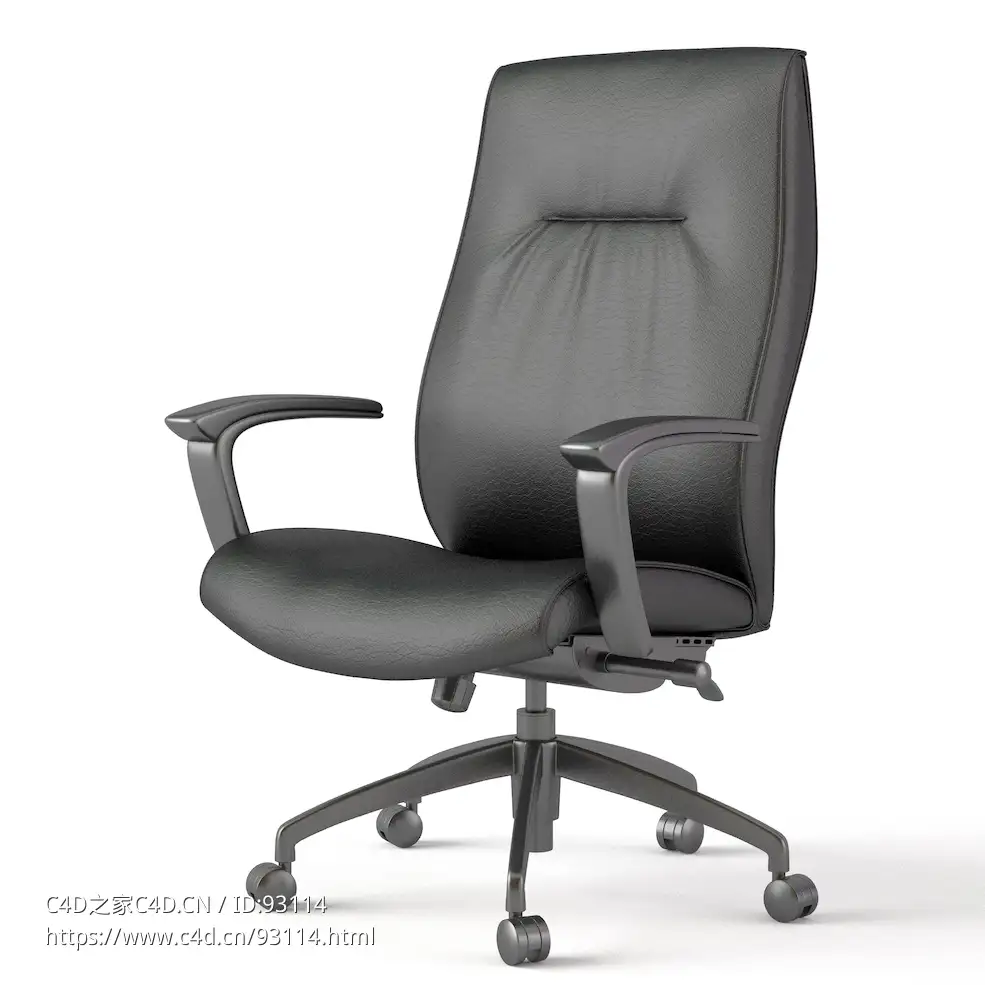 现代会议室黑色真皮旋转靠背椅Paoli_R5_High_Back_Office_Chair