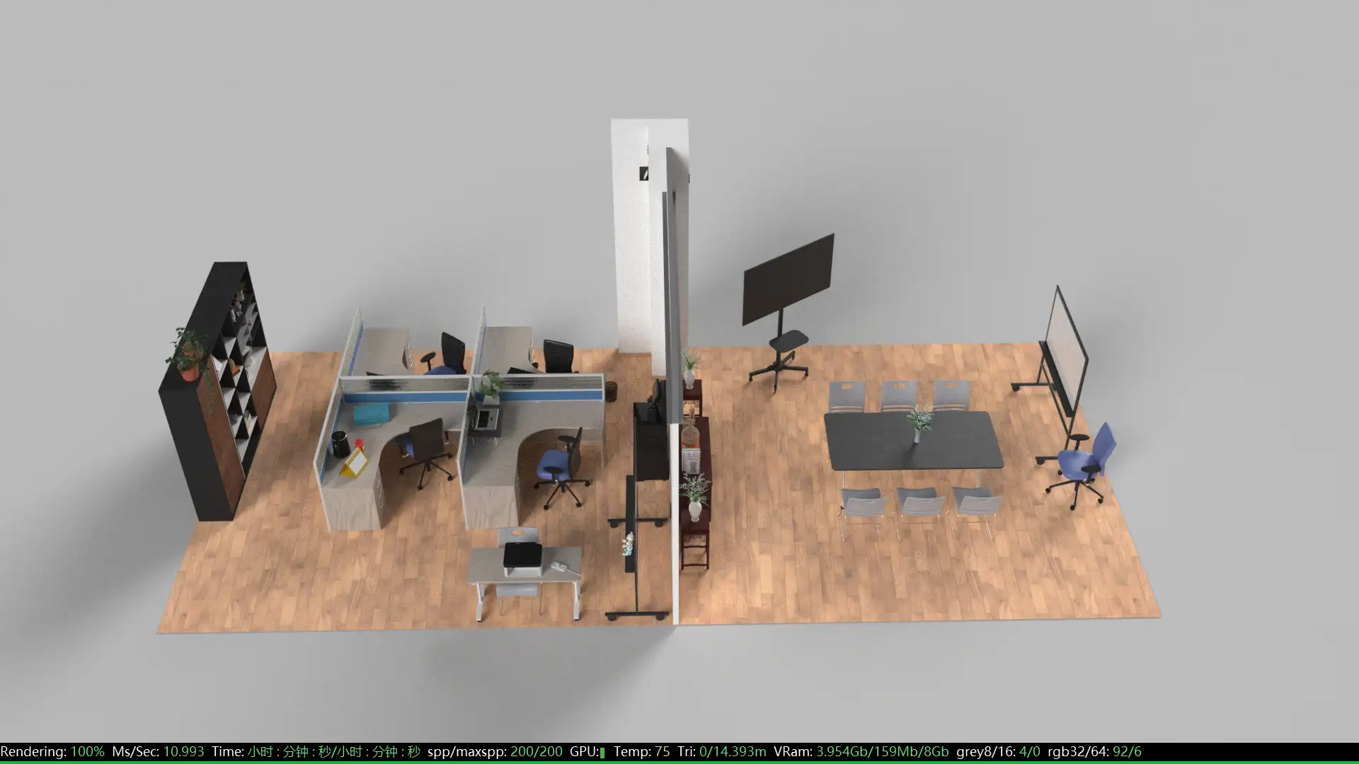 【OC】办公室室内场景渲染 - C4D之家 - 显存不足.png