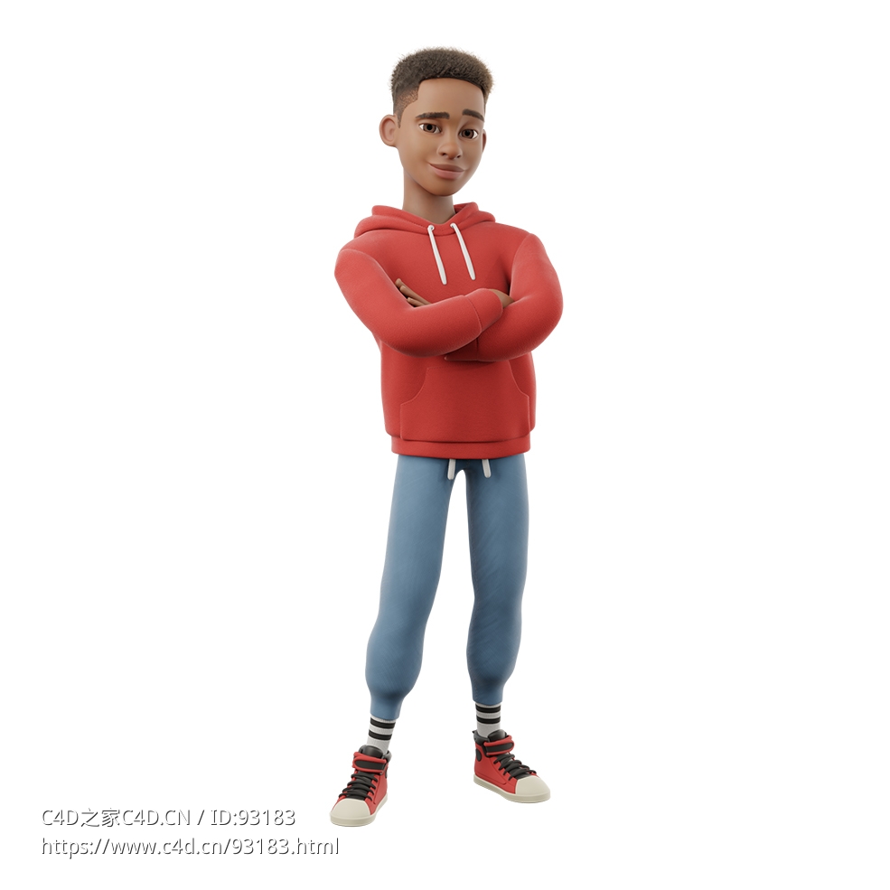 非洲年轻男孩麦克卡通3D人物角色模型3D Character Mike back to school university UI KIT