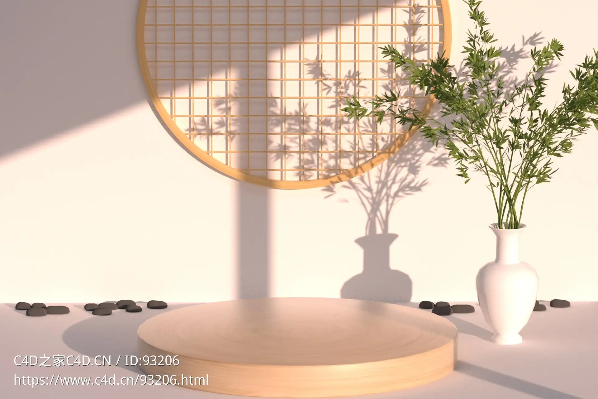 【OC】中国风通用新中式展台实景光影展示背景 - C4D之家 - 横版
