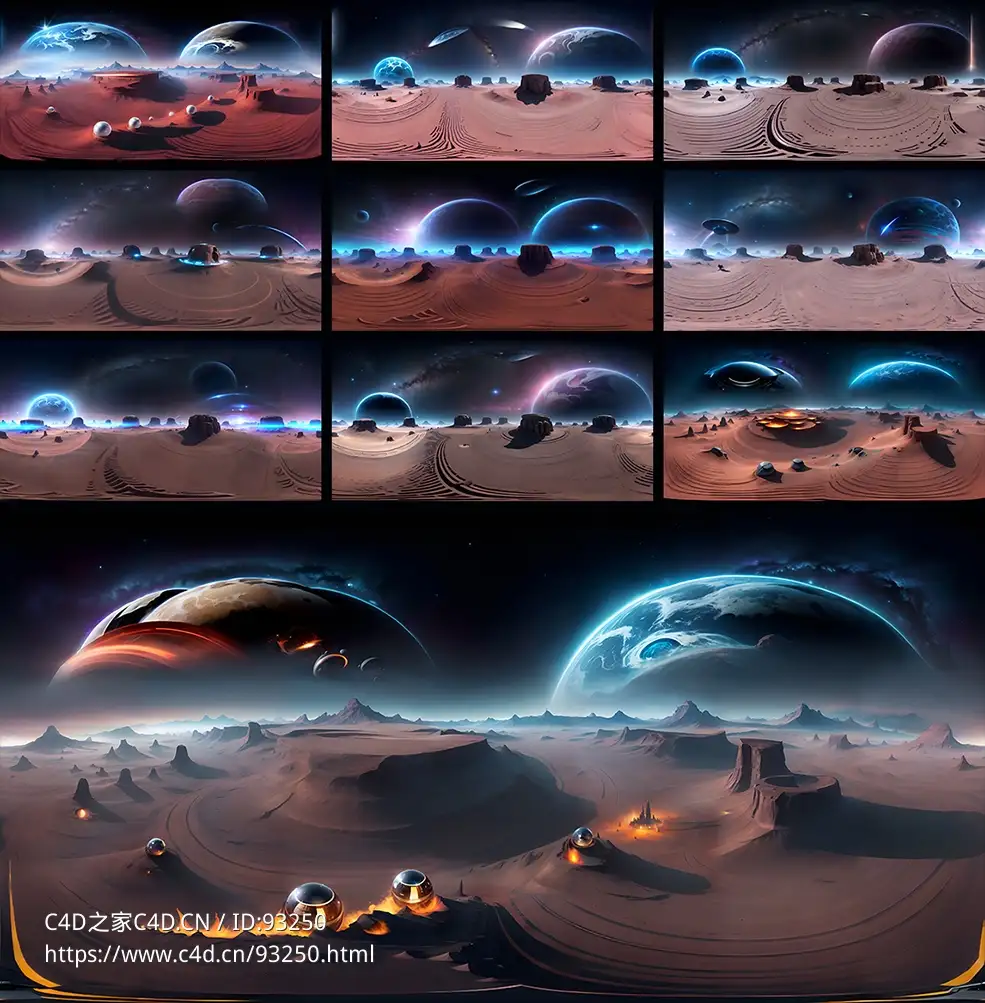 10款高清科幻太空宇宙HDRI全景贴图素材合集，适用于影视动画与游戏虚幻场景高质量环境光照渲染