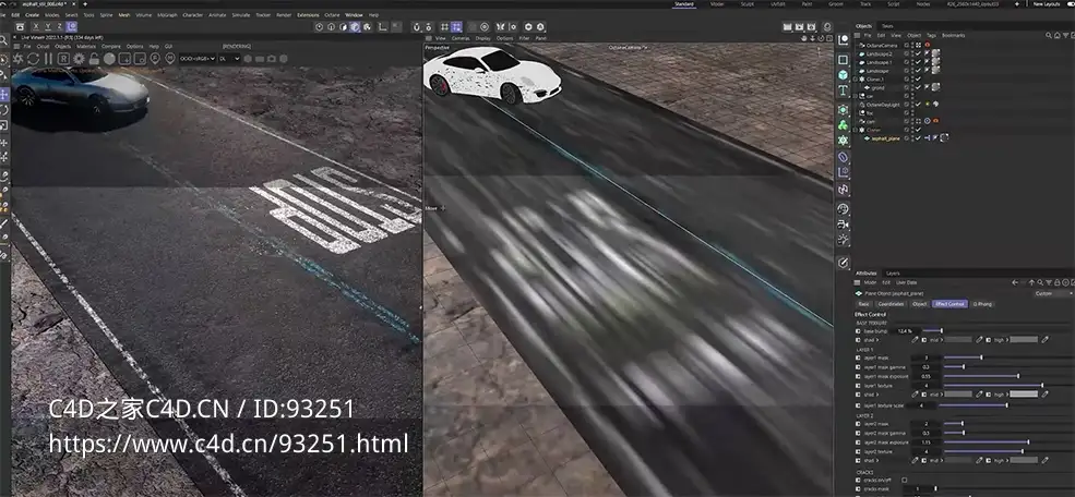 Cinema4D沥青公路极速生成器Asphalt Road Generator 1.02汉化版OC材质高效道路建模预设免费下载