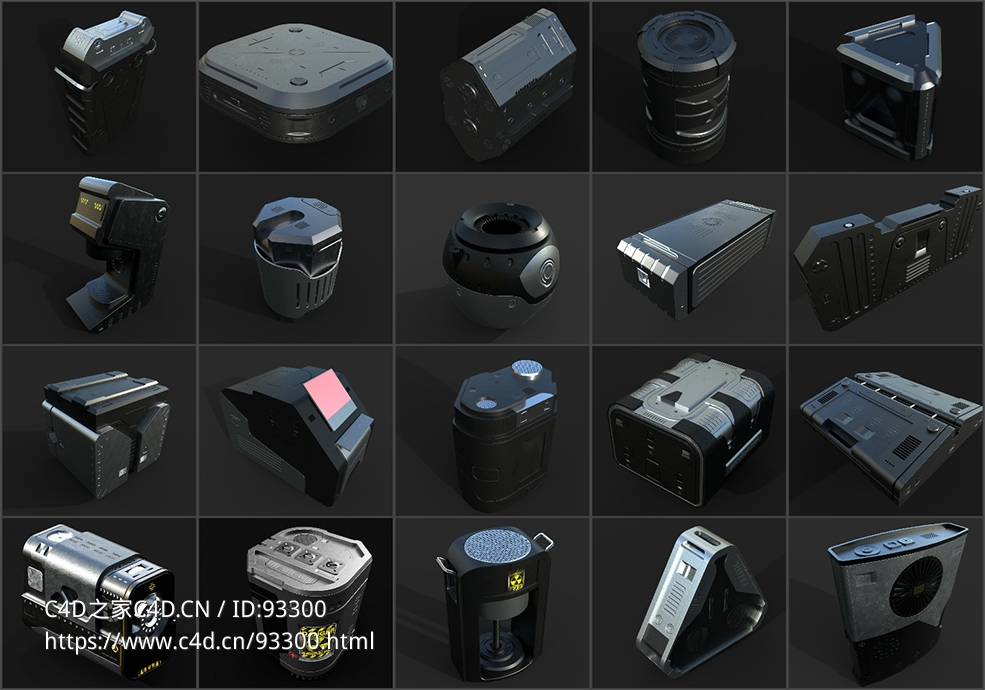 超高精度科幻硬面机甲组件3D模型包20款含4K贴图UV适用BlenderC4D等全平台下载Artstation - Mega Pack kitbash SCI-FI BOX 20 DETILS hardsurface