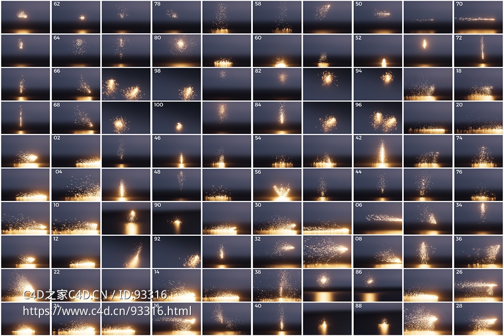 影视动画特效必备100组火花爆炸粒子3D模型合集 超高清动态资源下载持续更新版（.abc格式）