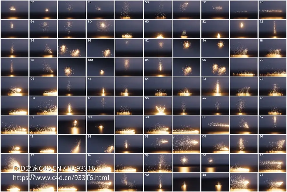 影视动画特效必备100组火花爆炸粒子3D模型合集 超高清动态资源下载持续更新版（.abc格式）