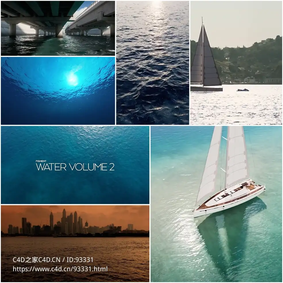 碧波荡漾的海洋动画动态水面序列贴图素材 WATER VOLUME 2
