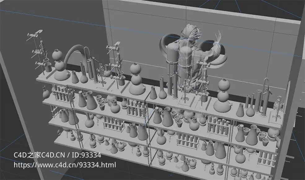 C4D OCTANE穿生化防护服的人在实验室的动画工程