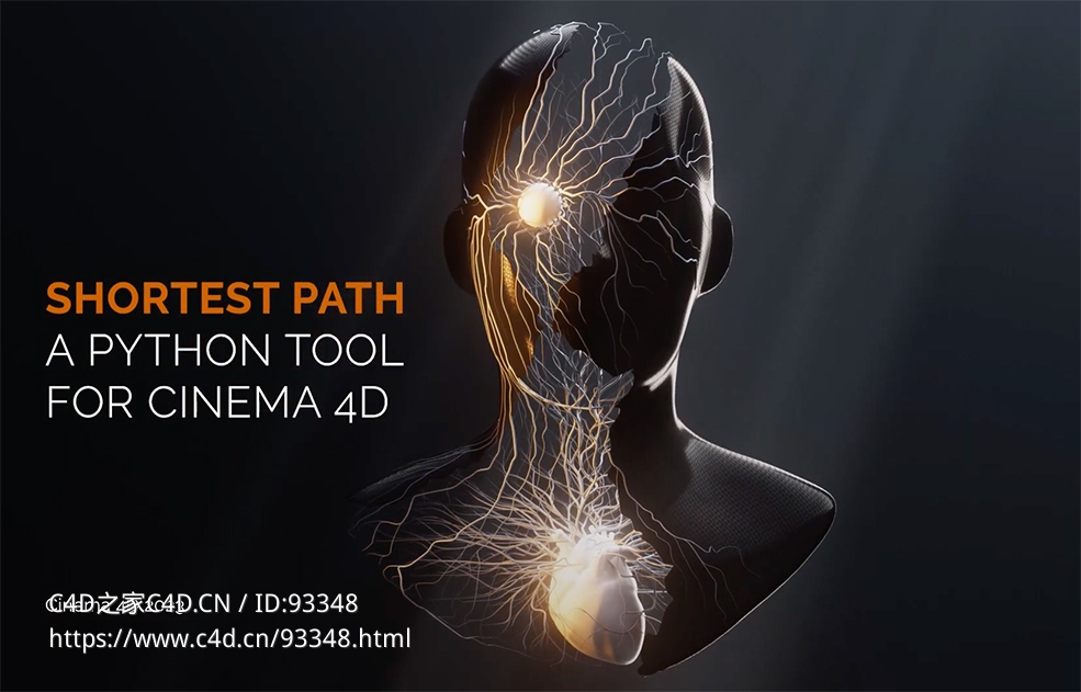 C4D最短路径相连预设脚本/藤曼生长/粒子生长效果Shortest Path