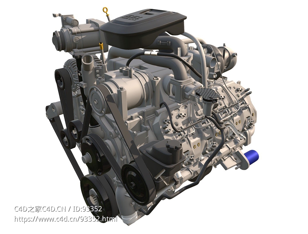 柴油V8涡轮发动机C4D模型duramax-diesel-v8-turbo-engine