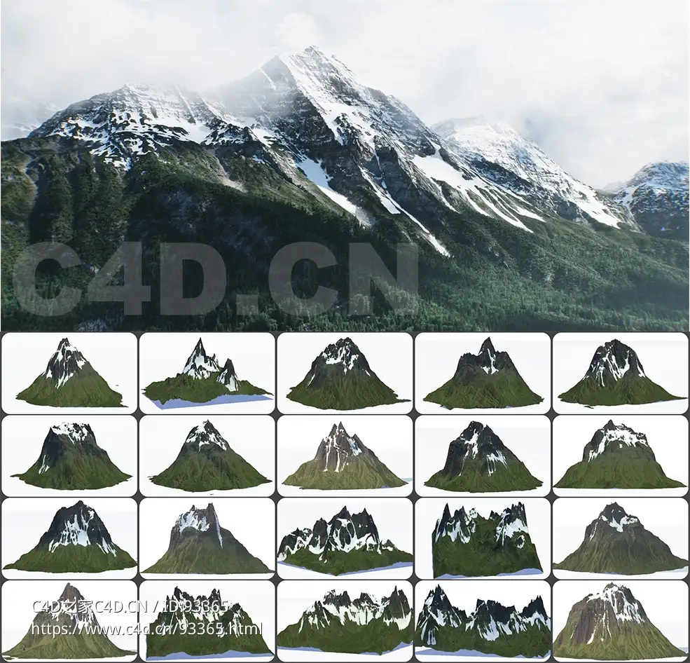 21个雪山山峰地势地貌高山地形3D模型 Classic Mountain Pack Full