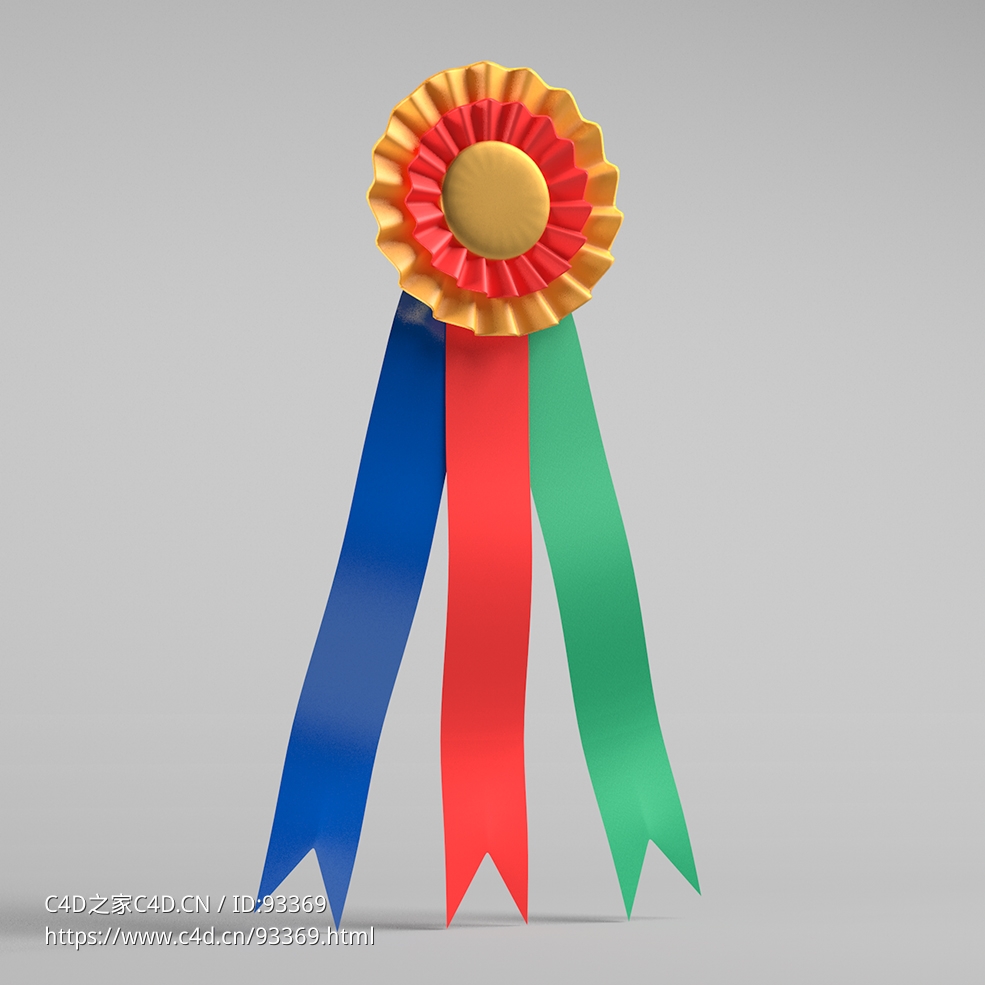 胸前佩戴的丝带徽章奖章C4D模型Ribbon Model - C4D之家 - RibbonModel.jpg