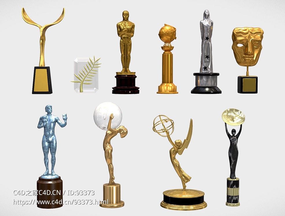 10个电影节颁奖荣誉奖杯模型电影奖Film Awards 3D