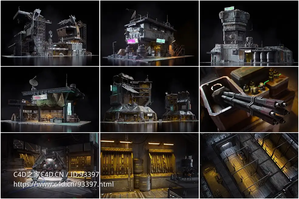 K3D黑市场景建筑3D模型资产包下载包含完整贴图材质支持C4D/OBJ/Blender格式Kitbash3D - Black Market - C4D之家 - 1.jpg